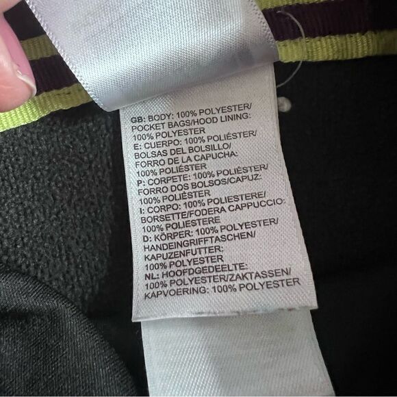 The North Face Lanna Funnel Neck Hoodie Charcoal Gray Lime Green Hood Strings S - Picture 5 of 10